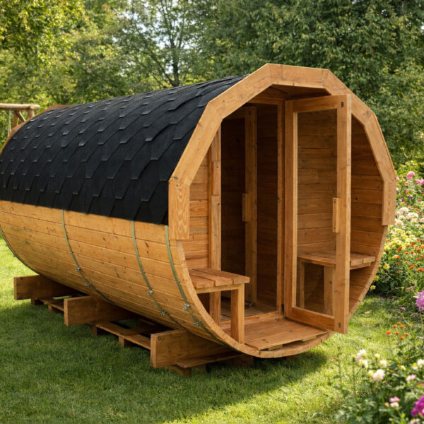 Sauna Ogrodowa Beczka z balkonem 300